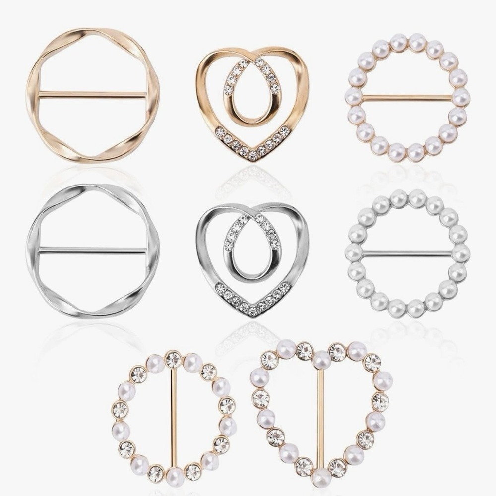 8-Pack Cute Scarf Ring, Premium Shirt Tie Clips for Women Clothing accessories,